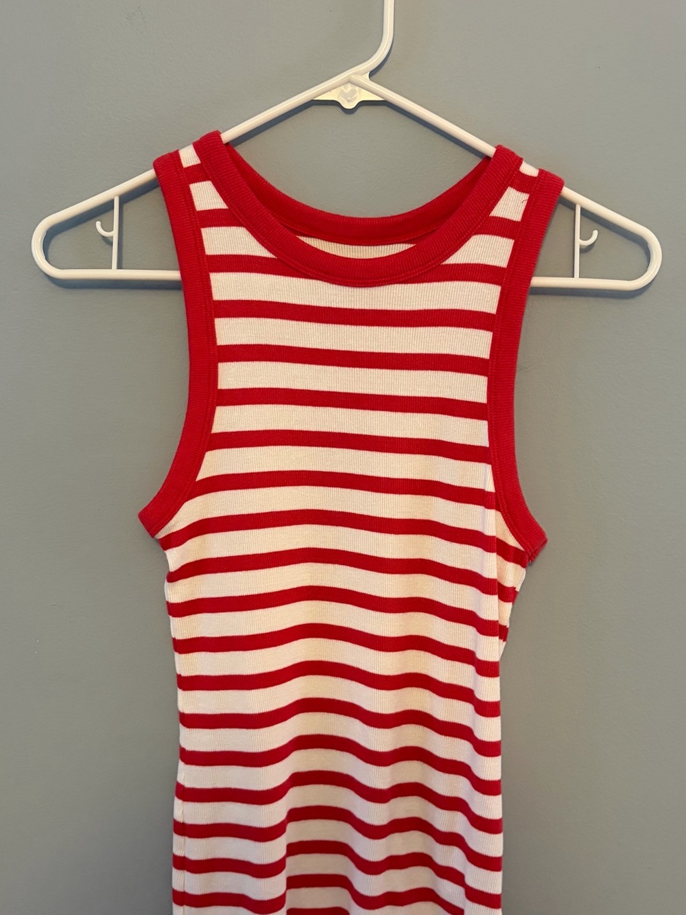 a new day Red and White Striped Ribbed Tank
